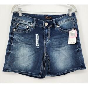 New NWT Seven Jeans Knit Denim Shorts Size 6 Longer Length‎ Mom Short Soft